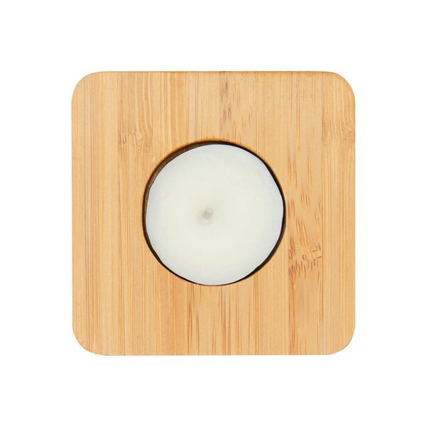Bamboo Tea Light Candle Holder w/ Candle
