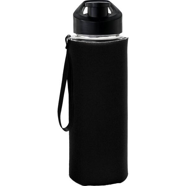 Easy Pour Frosted Glass Sleeve Lanyard Water Bottle, 22oz.