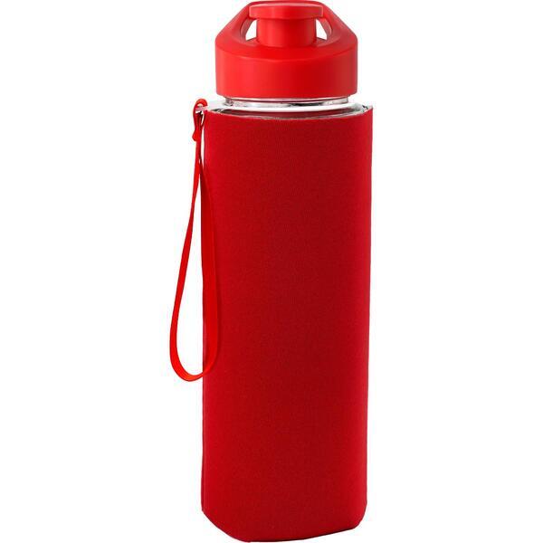 Easy Pour Frosted Glass Sleeve Lanyard Water Bottle, 22oz.