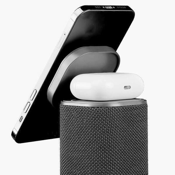 iHome® Dual Wireless Charging Stand w/ Bluetooth Speaker