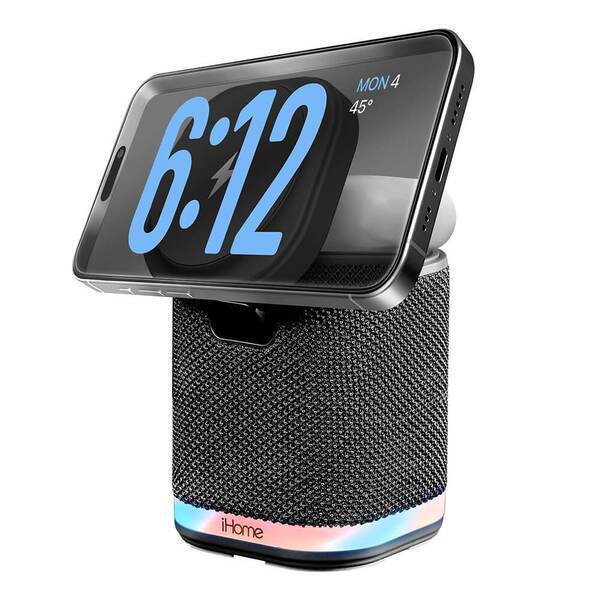 iHome® Dual Wireless Charging Stand w/ Bluetooth Speaker