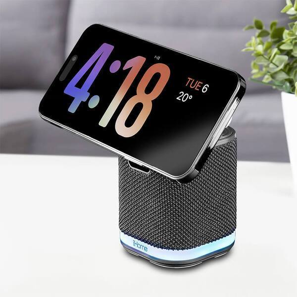 iHome® Dual Wireless Charging Stand w/ Bluetooth Speaker