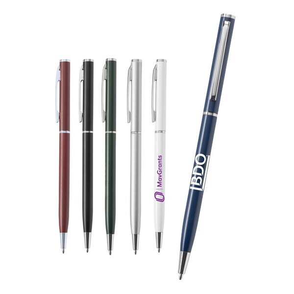 Slim Metal Silver Twist Action Pen