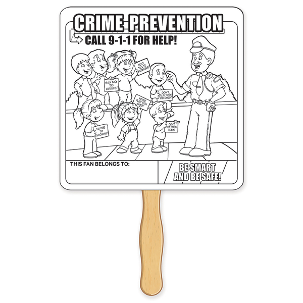 Crime Prevention Coloring Hand Fan