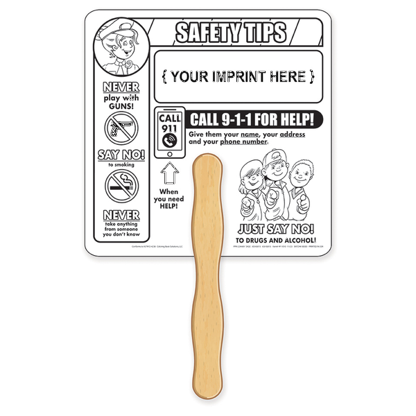 Crime Prevention Coloring Hand Fan