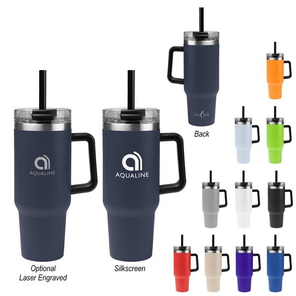 Kool Pak® Double Wall Stainless Steel Tumbler w/ Straw, 40oz.