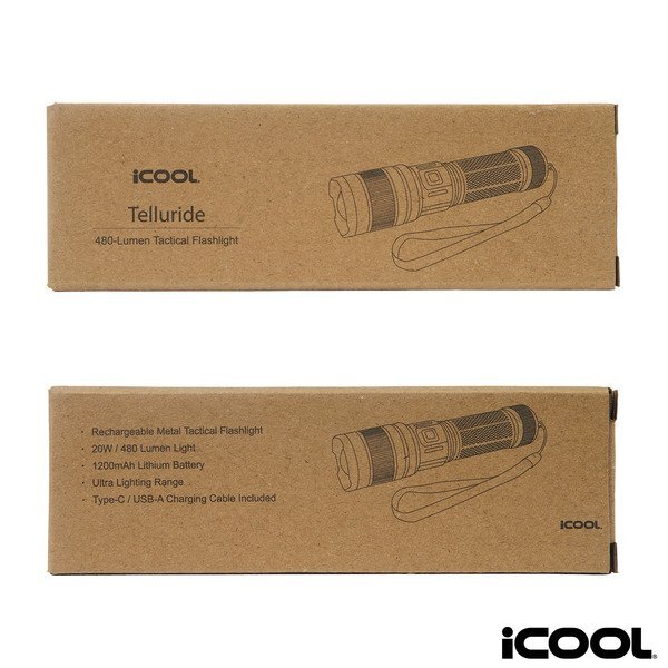 iCOOL® Telluride Rechargeable 480-Lumen Aluminum Tactical Flashlight