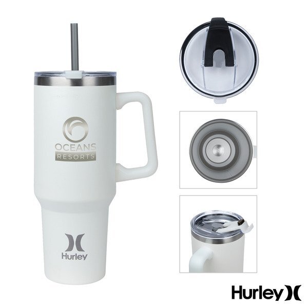 Hurley® Oasis Vacuum Insulated Travel Mug w/ Straw, 40oz.