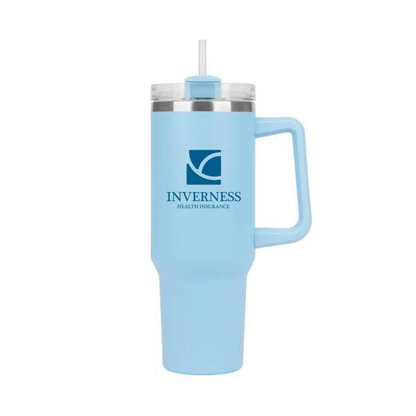 Riley Double Wall Stainless Steel Travel Mug w/ Straw, 40oz.