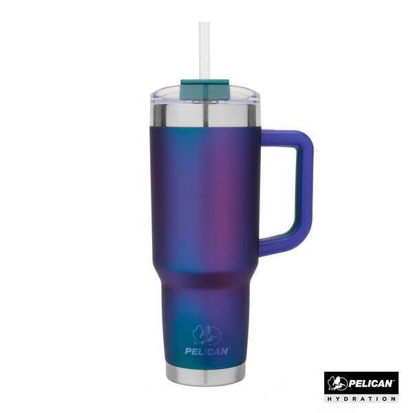Pelican™ Porter Shimmer Double Wall Stainless Steel Travel Mug w/ Straw, 40oz.