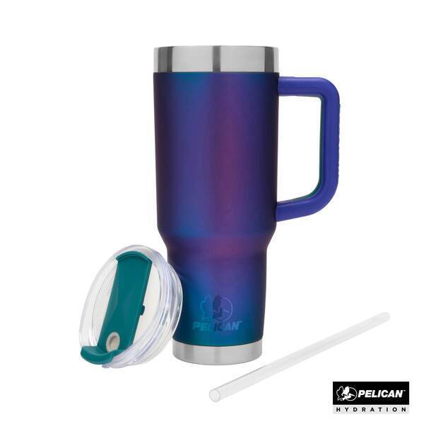 Pelican™ Porter Shimmer Double Wall Stainless Steel Travel Mug w/ Straw, 40oz.