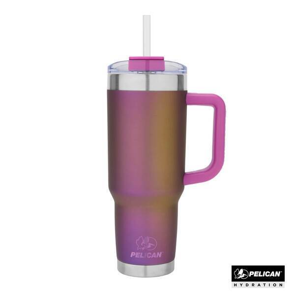 Pelican™ Porter Shimmer Double Wall Stainless Steel Travel Mug w/ Straw, 40oz.