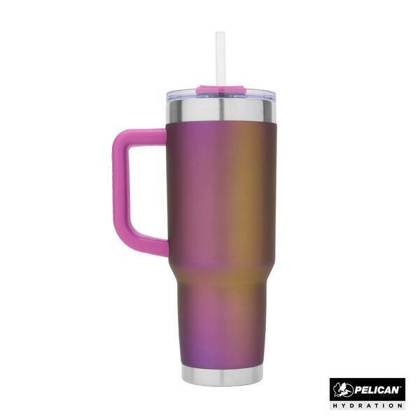 Pelican™ Porter Shimmer Double Wall Stainless Steel Travel Mug w/ Straw, 40oz.