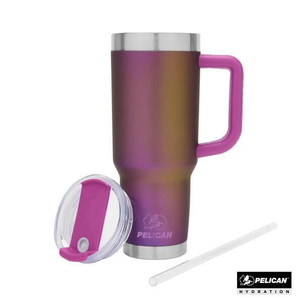 Pelican™ Porter Shimmer Double Wall Stainless Steel Travel Mug w/ Straw, 40oz.