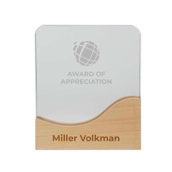 Ola Crystal Award w/ Wood Base