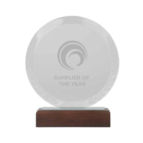 Redondo Crystal Award w/ Wood Base