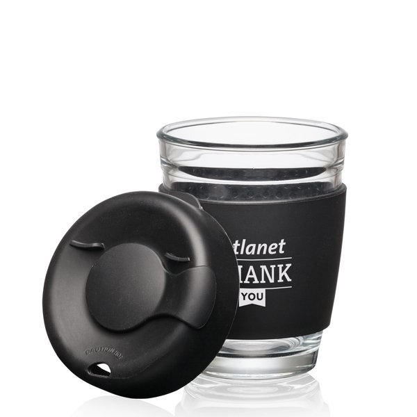 Retiro Borosilicate Glass Tumbler with Silicone Lid, 8oz.