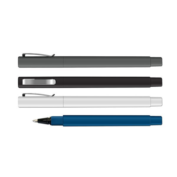 Cubix Square Barrel Rubberized Cap Off Ball Point Pen with Metal Clip
