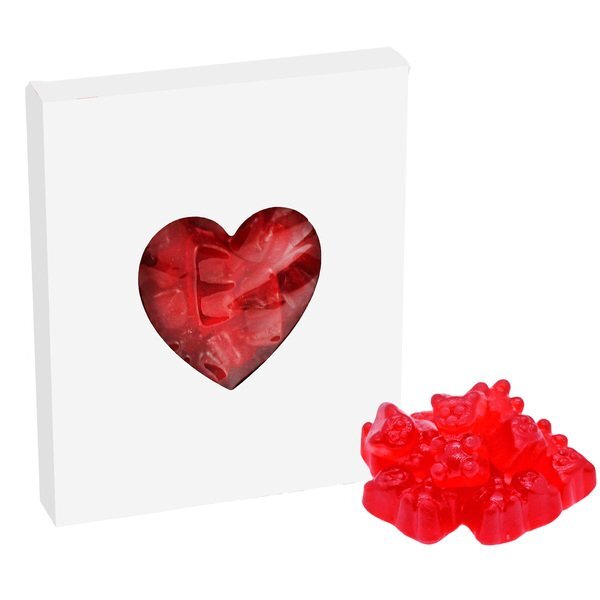 Red Gummy Bears in Heart Window Box