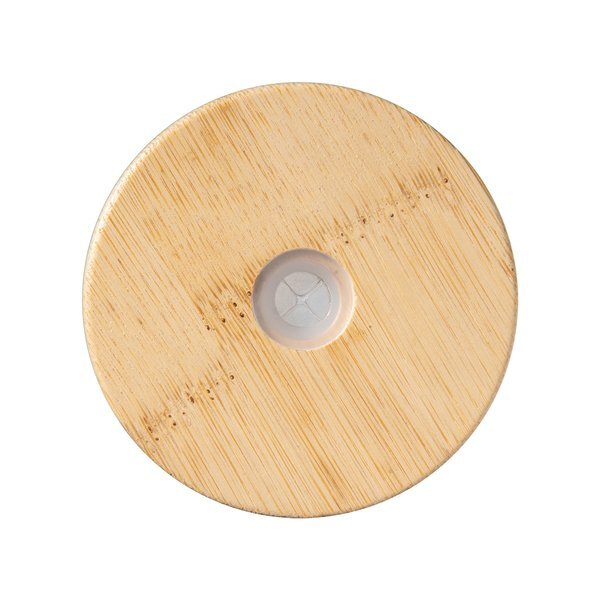 Soda Lime Glass Can w/ Bamboo Lid, 17oz.