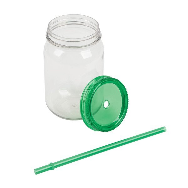 Bootlegger rPET Mason Jar Tumbler w/ Straw, 27oz.