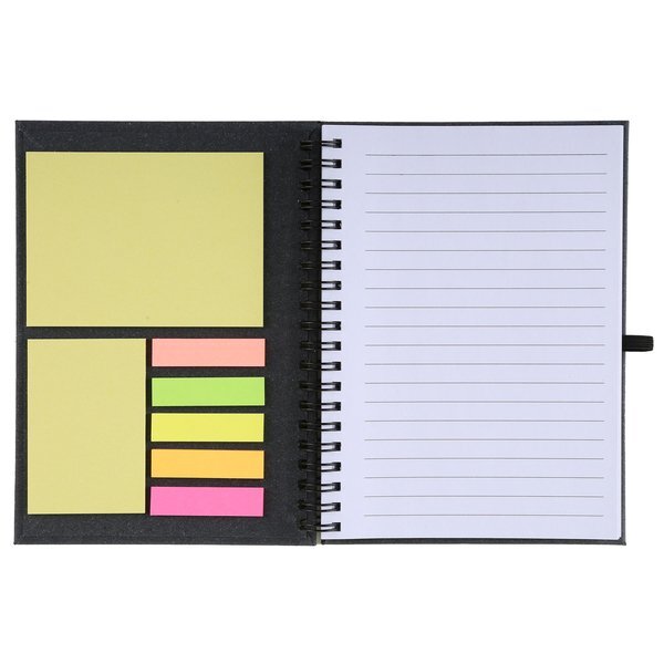 Bonded Leather Spiral Sticky Pad Notebook w/ FSC® Recycled Paper