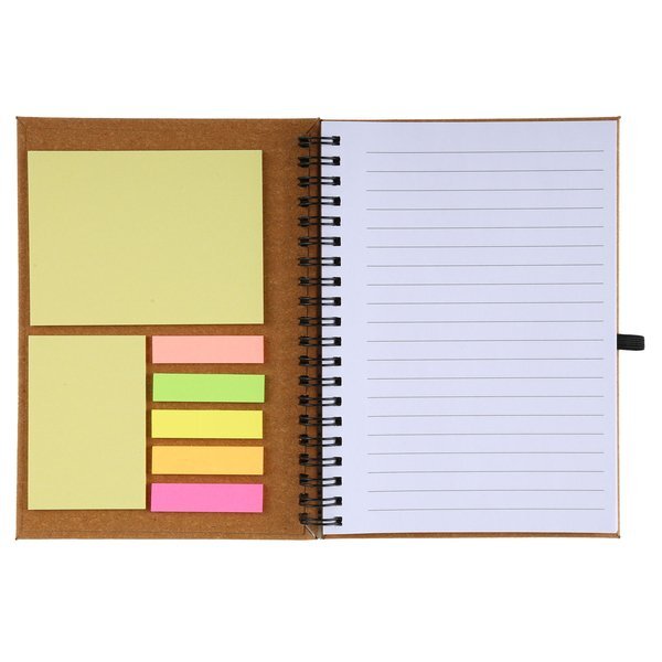 Bonded Leather Spiral Sticky Pad Notebook w/ FSC® Recycled Paper