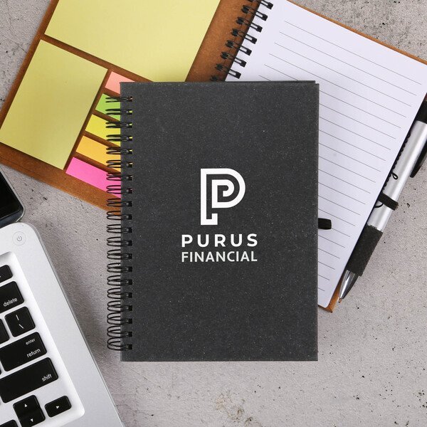Bonded Leather Spiral Sticky Pad Notebook w/ FSC® Recycled Paper