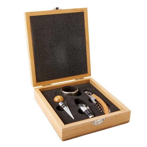 Four-Piece Bamboo Wine Tool Set