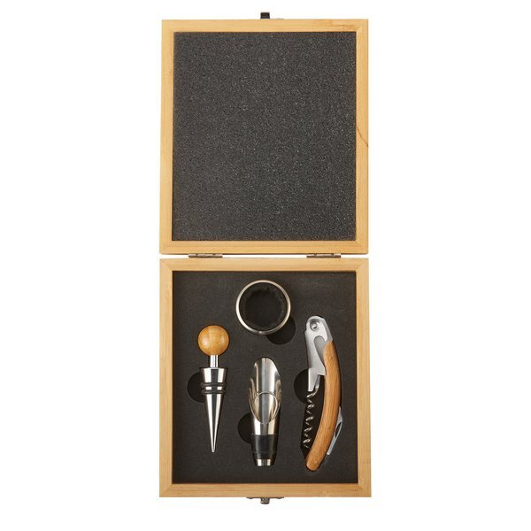 Four-Piece Bamboo Wine Tool Set