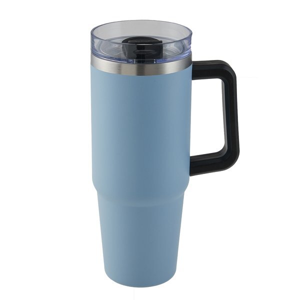 Vancouver Double Wall Vacuum Insulated Stainless Steel Mug w/ Straw, 30oz.