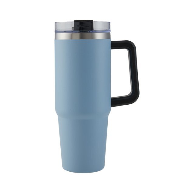 Vancouver Double Wall Vacuum Insulated Stainless Steel Mug w/ Straw, 30oz.