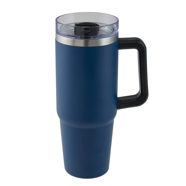 Vancouver Double Wall Vacuum Insulated Stainless Steel Mug w/ Straw, 30oz.