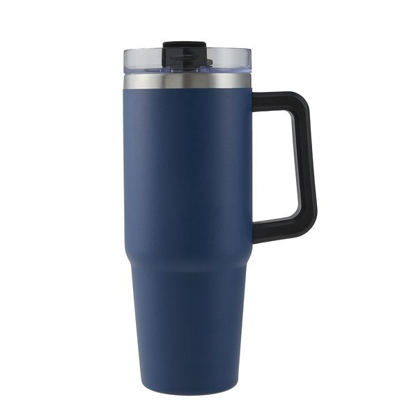 Vancouver Double Wall Vacuum Insulated Stainless Steel Mug w/ Straw, 30oz.