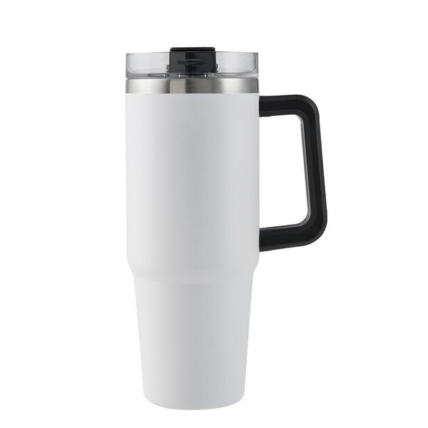 Vancouver Double Wall Vacuum Insulated Stainless Steel Mug w/ Straw, 30oz.