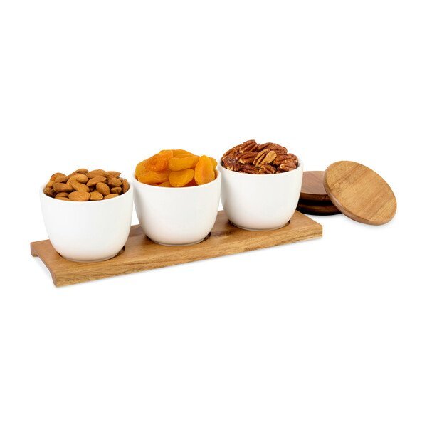 La Cuisine Acacia Wood Appetizer Trio Tray