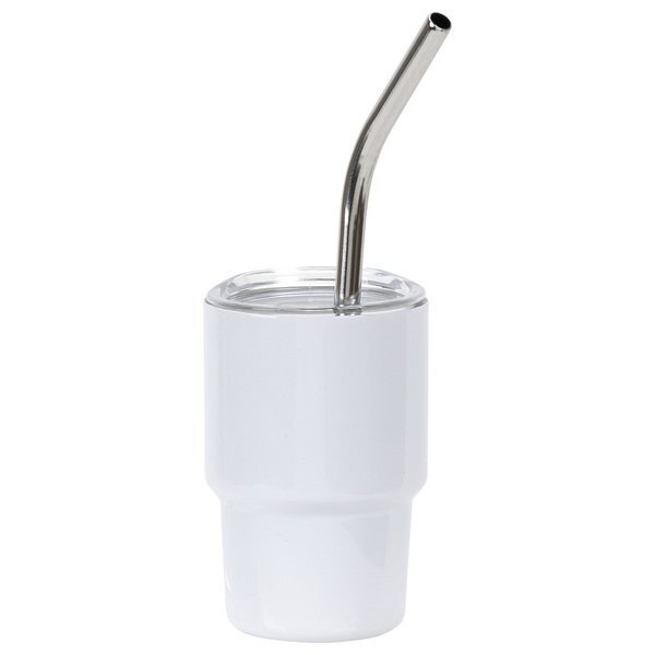 Mini Belmont Double Wall Stainless Steel Tumbler w/ Straw, 3oz.