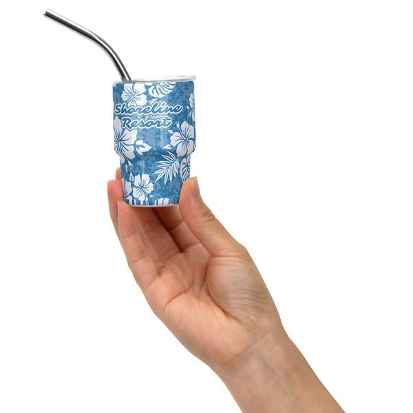 Mini Belmont Double Wall Stainless Steel Tumbler w/ Straw, 3oz.