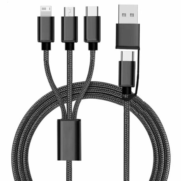 Connect Reach 5ft 3-in-1 Braided Charging Cable with Type-C Input