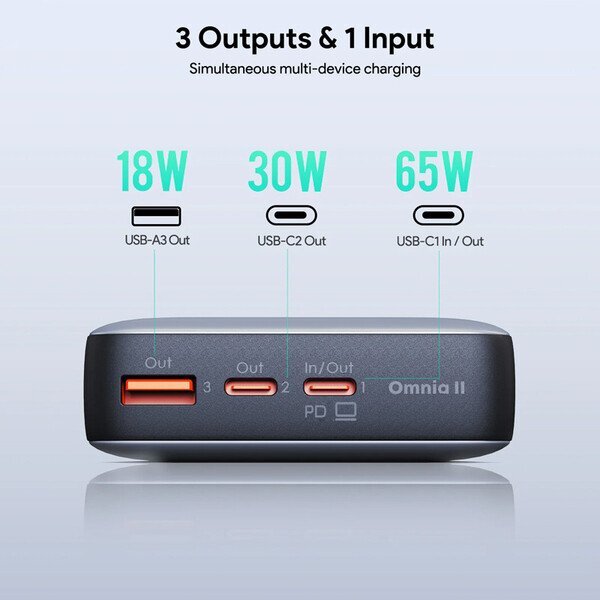Aukey 65W Laptop Power Bank, 20000mAh