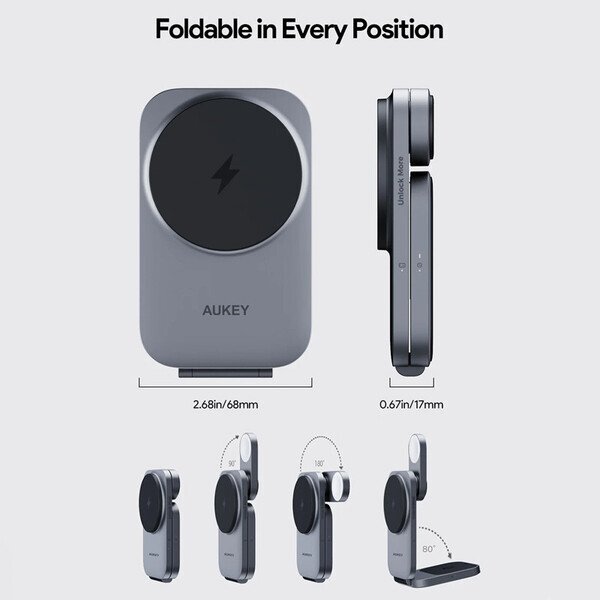 Aukey qi2 Foldable 3-in-1 Magnetic Ultra Fast Wireless Charger