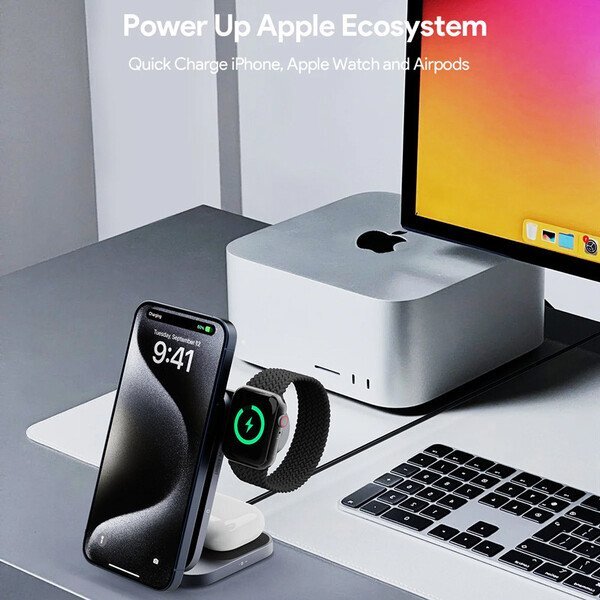 Aukey qi2 Foldable 3-in-1 Magnetic Ultra Fast Wireless Charger