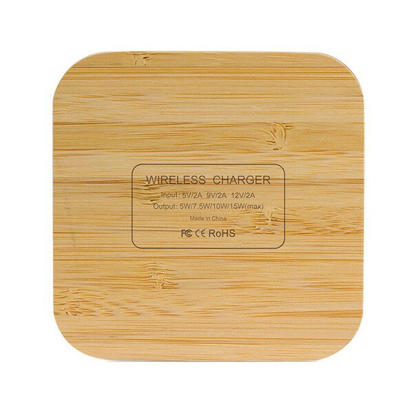Chi Charge Bright Wireless Charger Bamboo Square