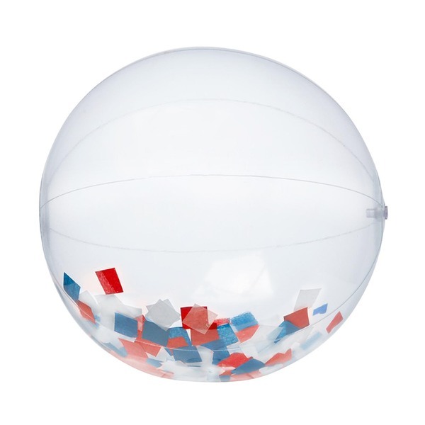 Red, White & Blue Confetti Filled Clear Beach Ball, 16"