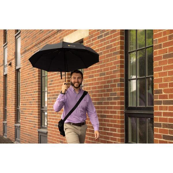Elements Recycled Auto Open & Close Executive Folding Umbrella, 46" Arc