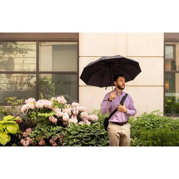 Elements Recycled Auto Open & Close Executive Folding Umbrella, 46" Arc