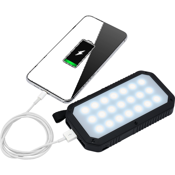 Trio Port Solar Charge LED Power Bank, 8000mAh