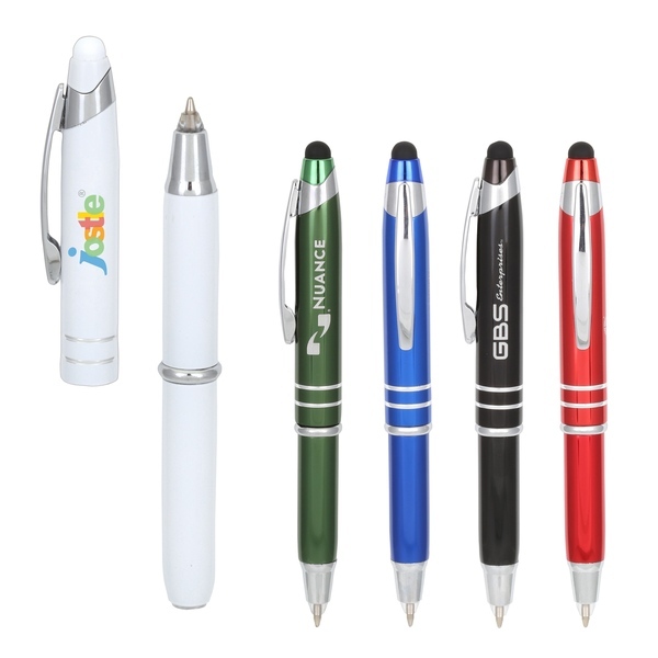 Torch 2 LED Light Stylus Metal Ballpoint Pen