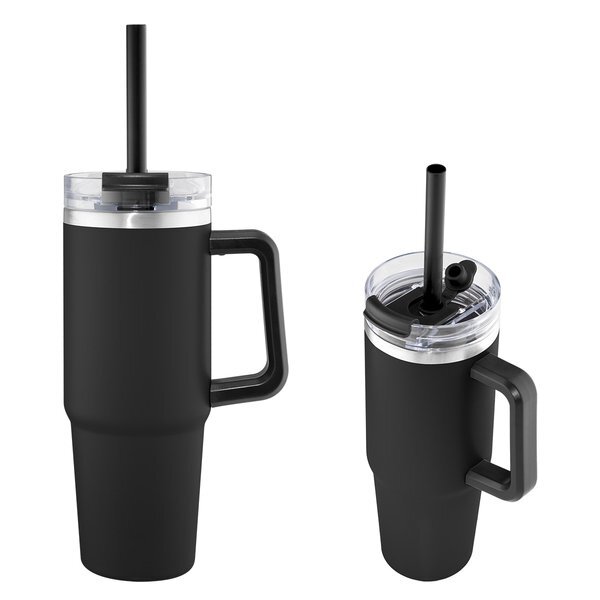 Intrepid Recycled Vacuum Insulated Stainless Steel Tumbler w/ Straw, 30oz.