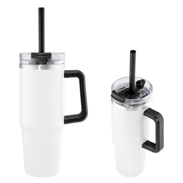 Intrepid Recycled Vacuum Insulated Stainless Steel Tumbler w/ Straw, 30oz.